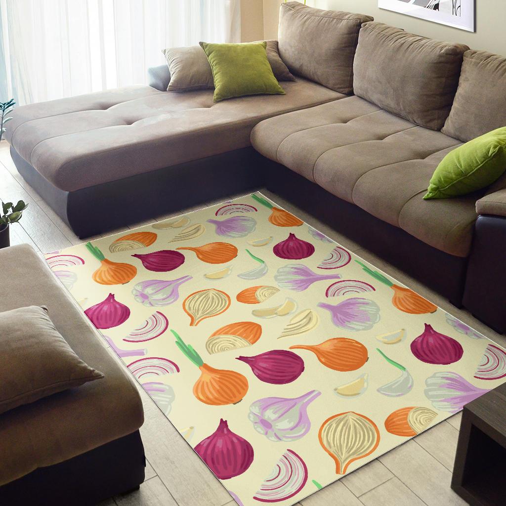 Onion garlic white red pattern Area Rug