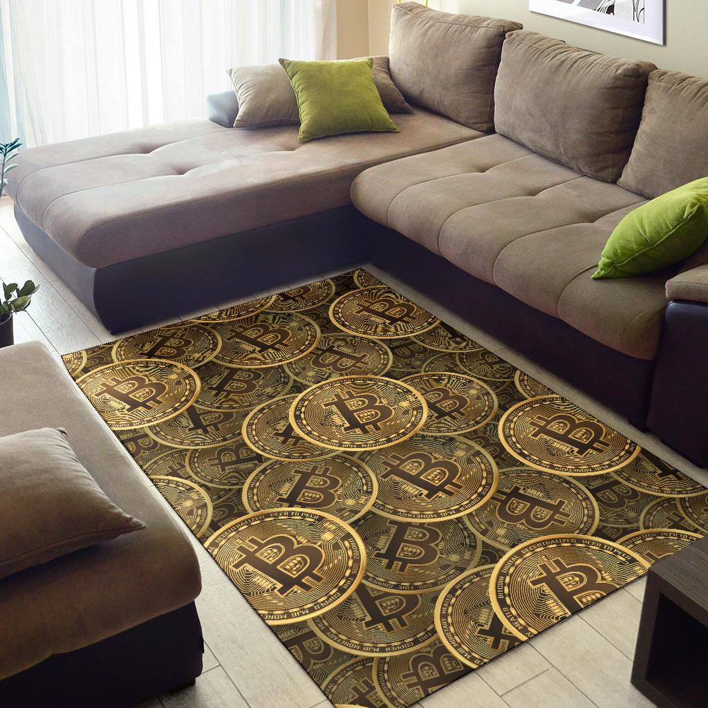 Bitcoin Pattern Print Design DO01 Area Rugs