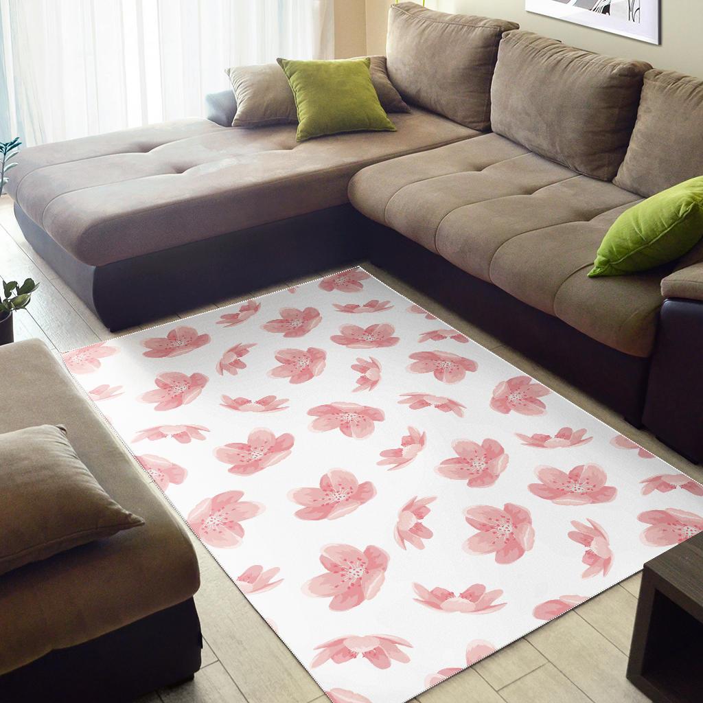 Pink sakura cherry blossom pattern Area Rug