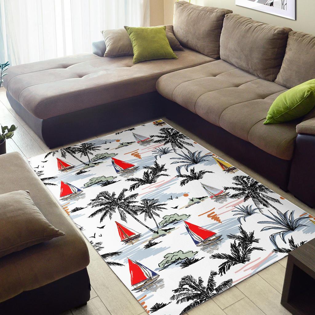 Sailboat Pattern Background Area Rug
