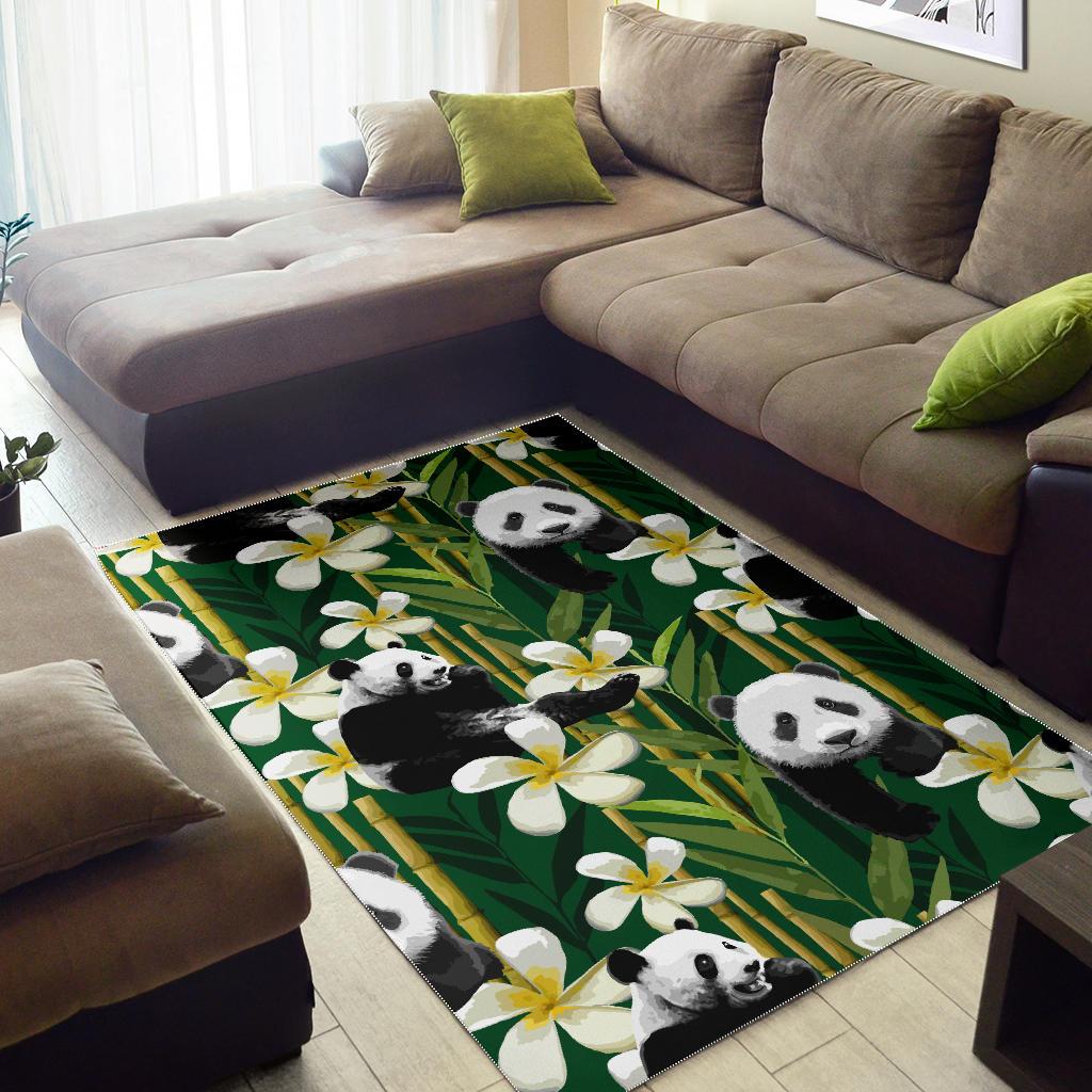 Panda Bamboo Flower Pattern  Area Rug