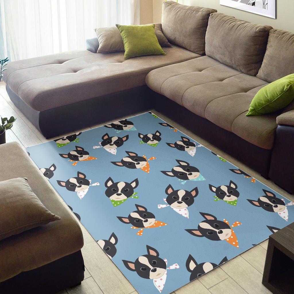 Cute Boston Terrier Pattern Area Rug