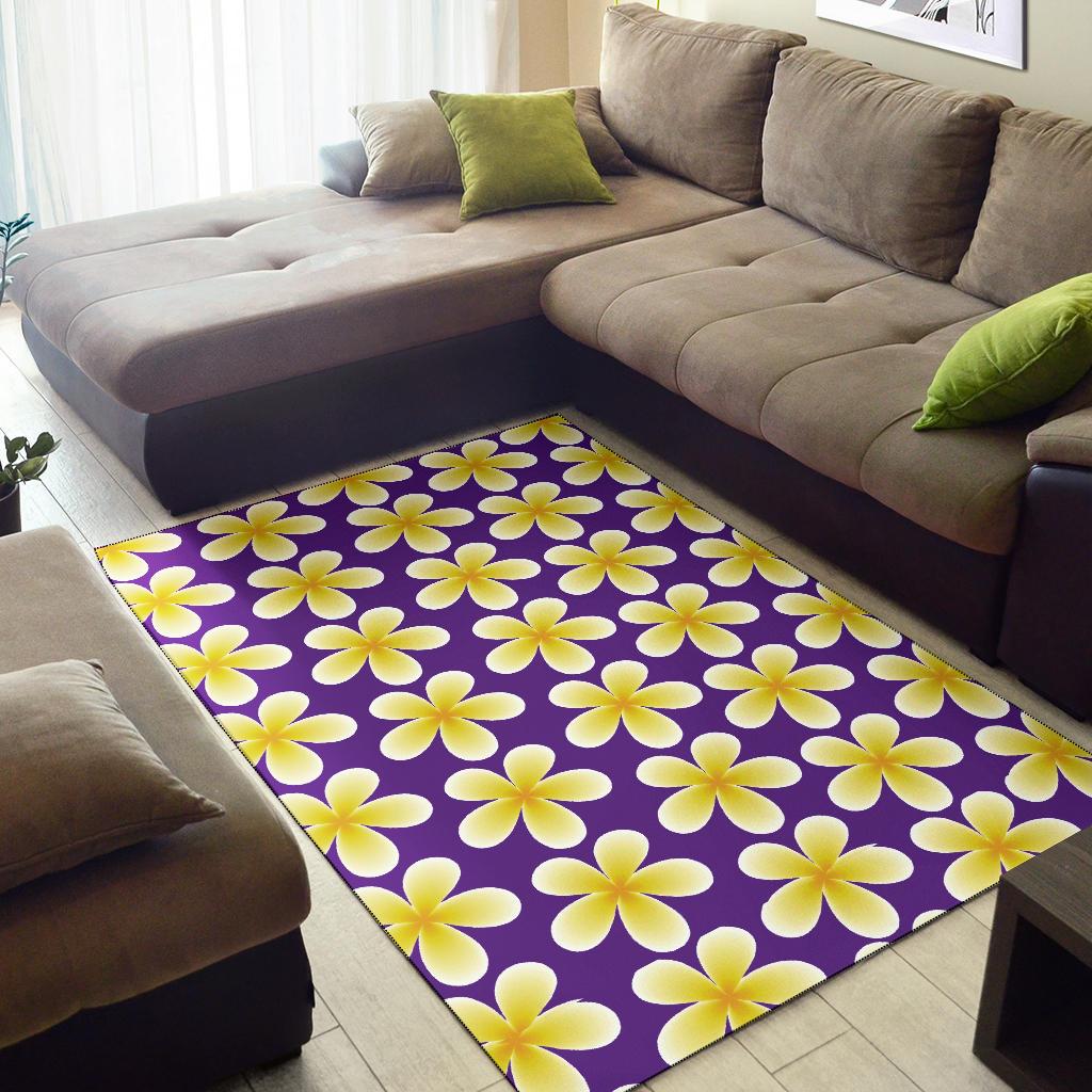 Yellow Plumeria Pattern Print Design PM05 Area Rugs