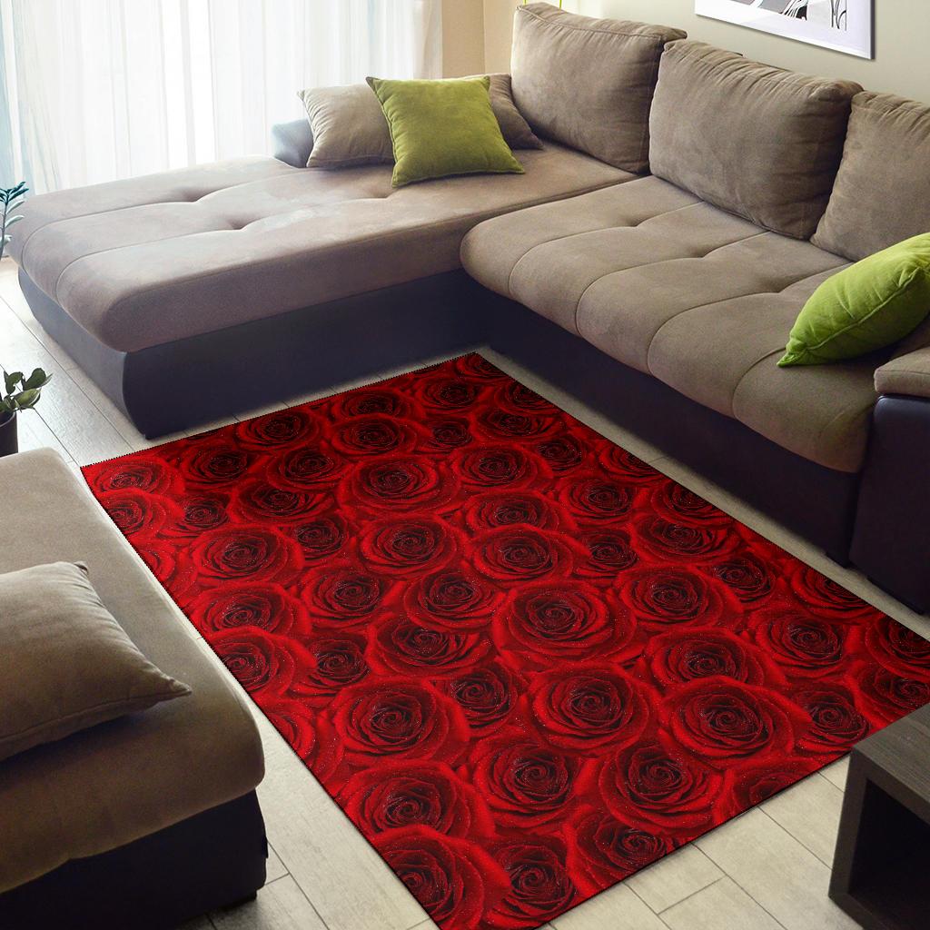 Rose Red Pattern Print Design RO04 Area Rugs