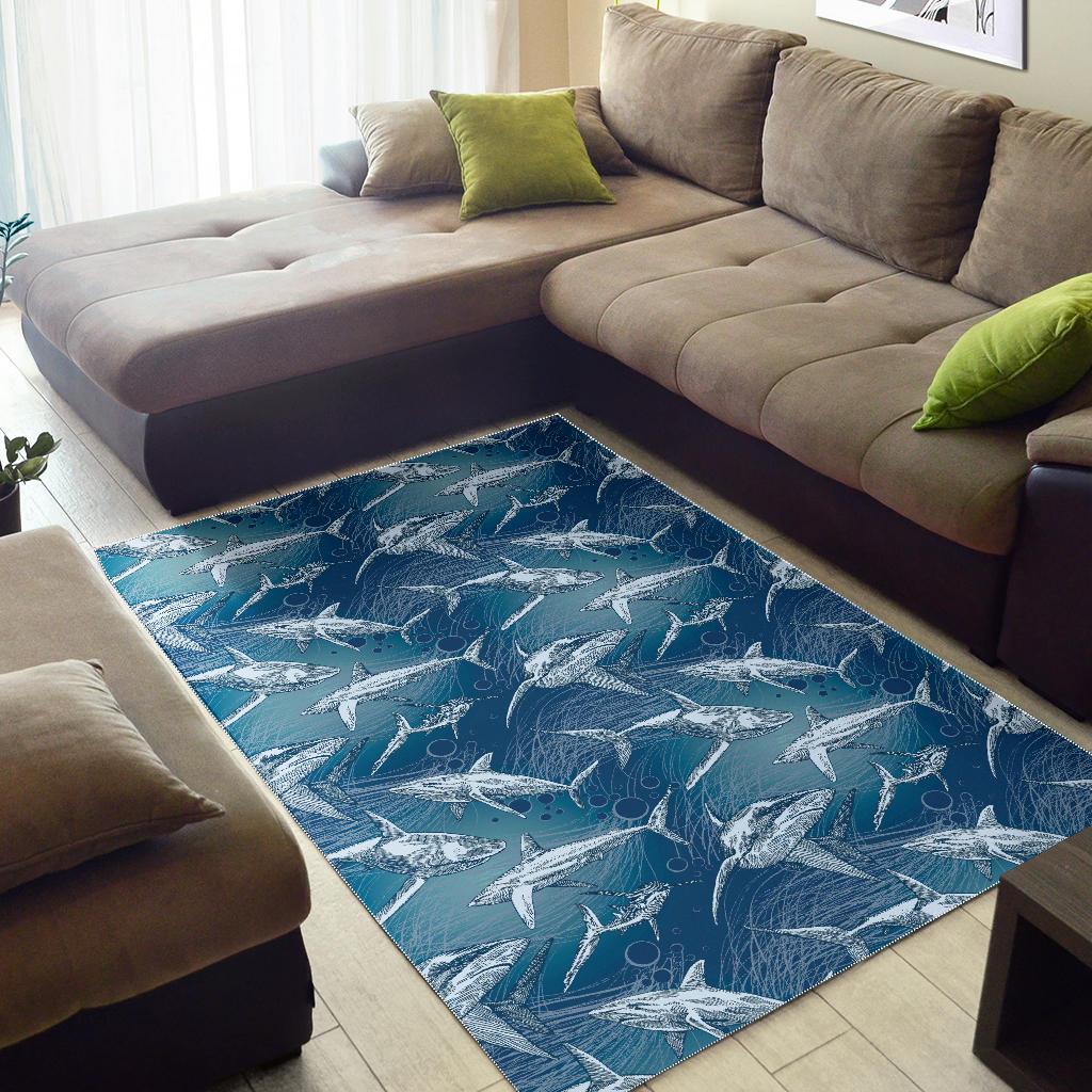 Shark hand drawn Area Rug