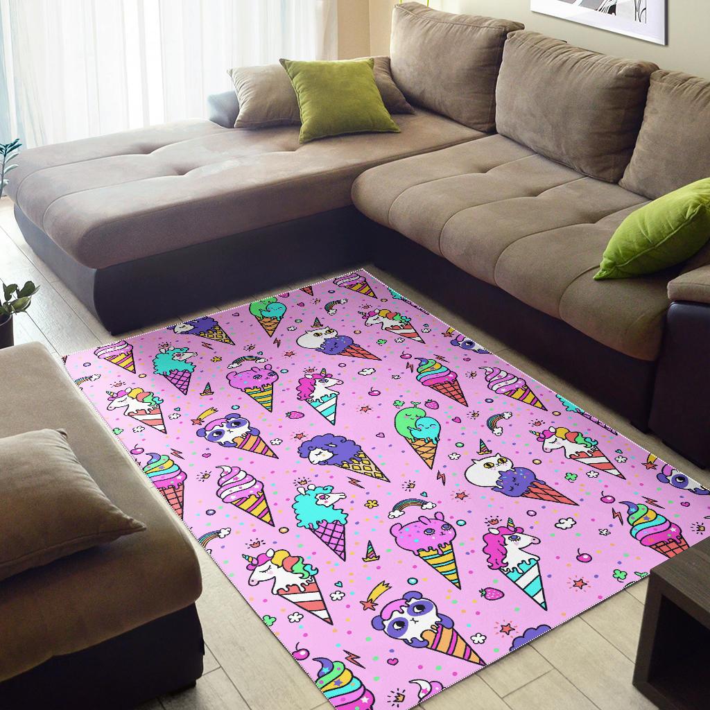 Cute ice cream cone animal pattern Area Rug