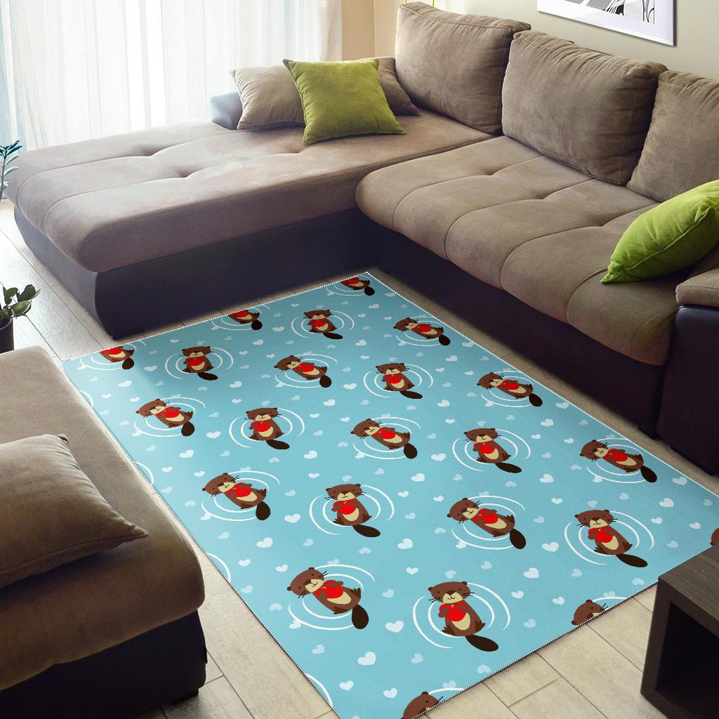 Otter Heart Pattern Area Rug