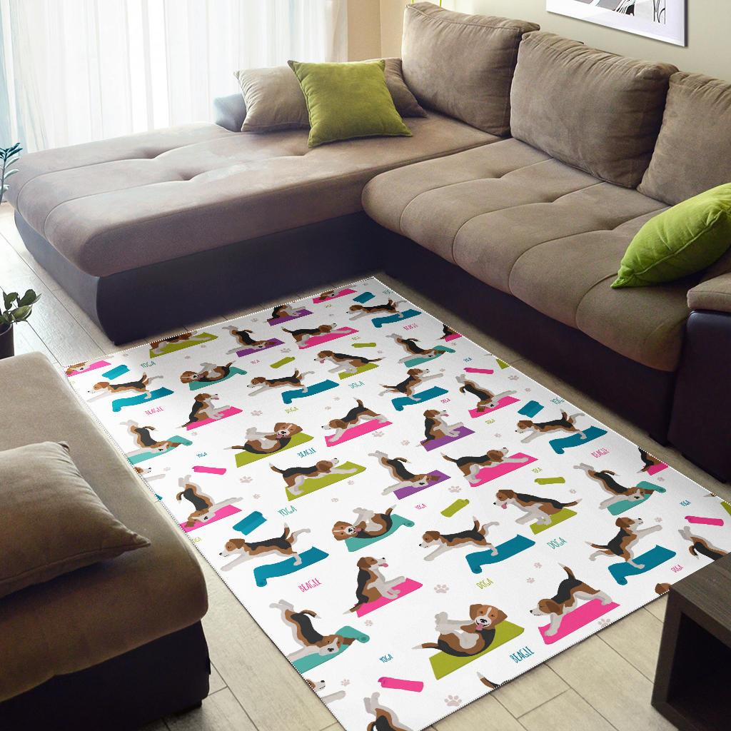 Beagle Yoga Pattern Area Rug