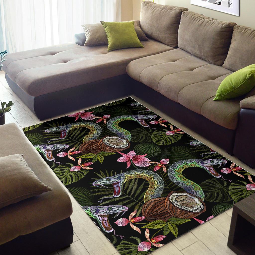 Snake Leaves Coconut Pattern Area Rug