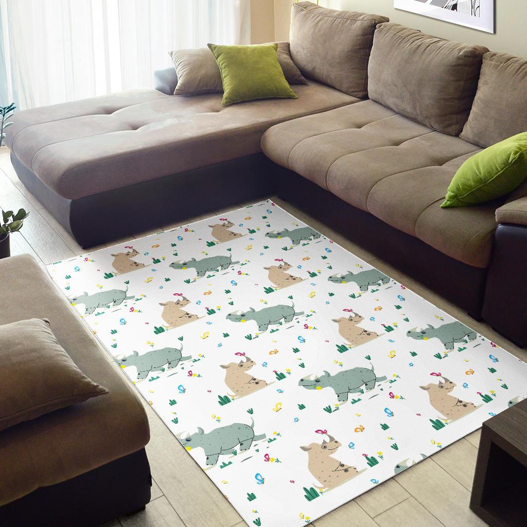 Cute Rhino pattern Area Rug