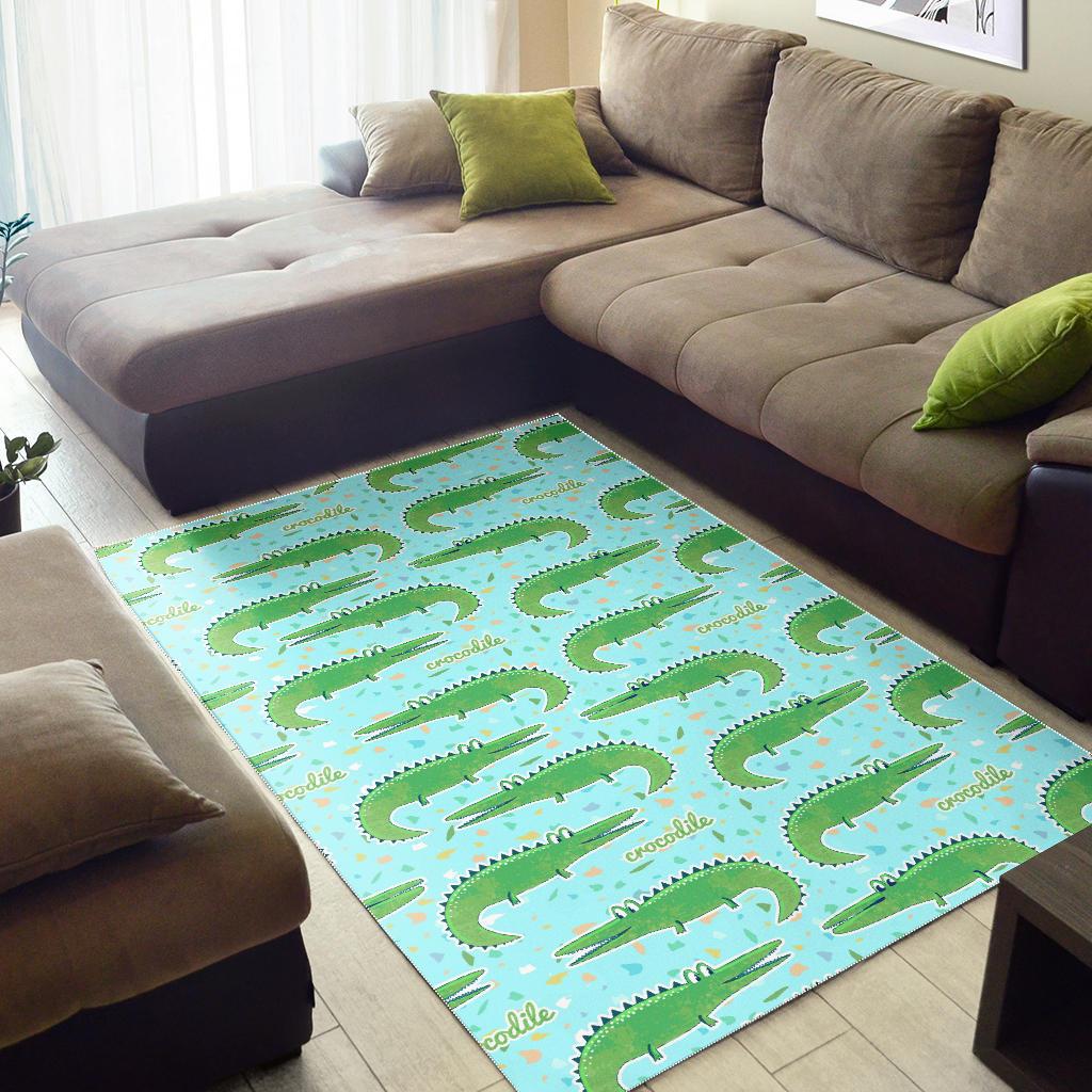 Crocodile Pattern Blue background Area Rug