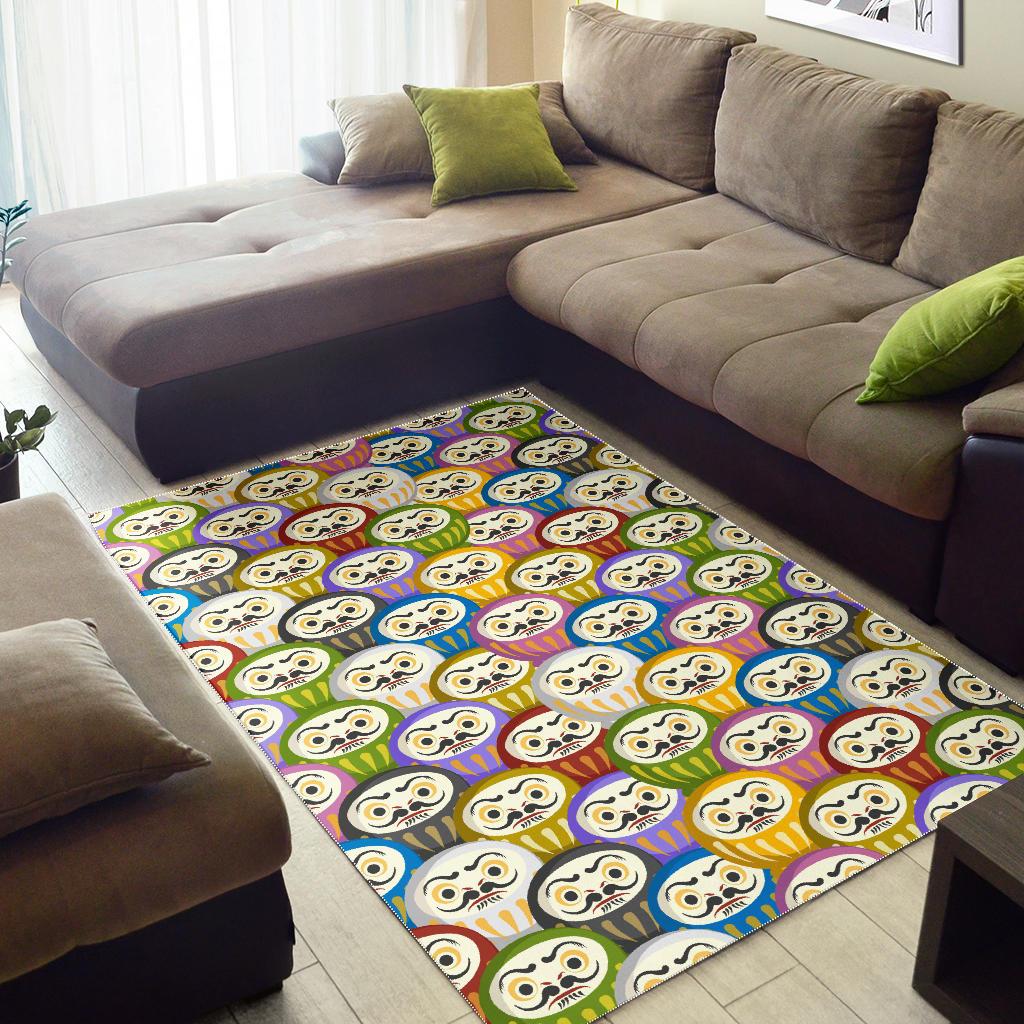 Colorful Daruma Pattern Area Rug