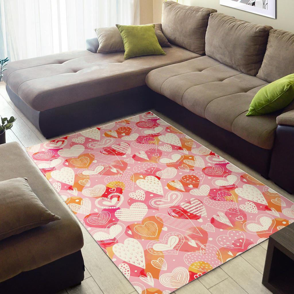 Hand drawn heart design pattern Area Rug