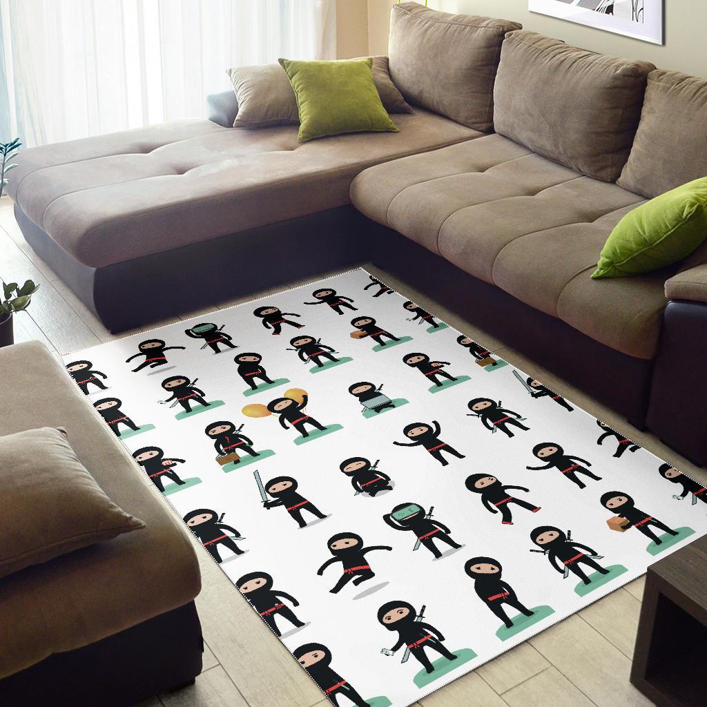 Cute ninja katana sword pattern Area Rug