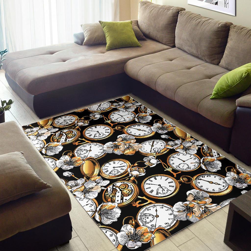 Clock Flower Pattern Area Rug
