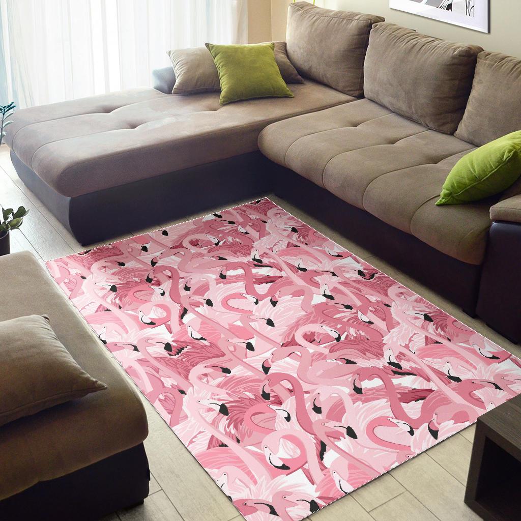 Pink flamingos pattern background Area Rug