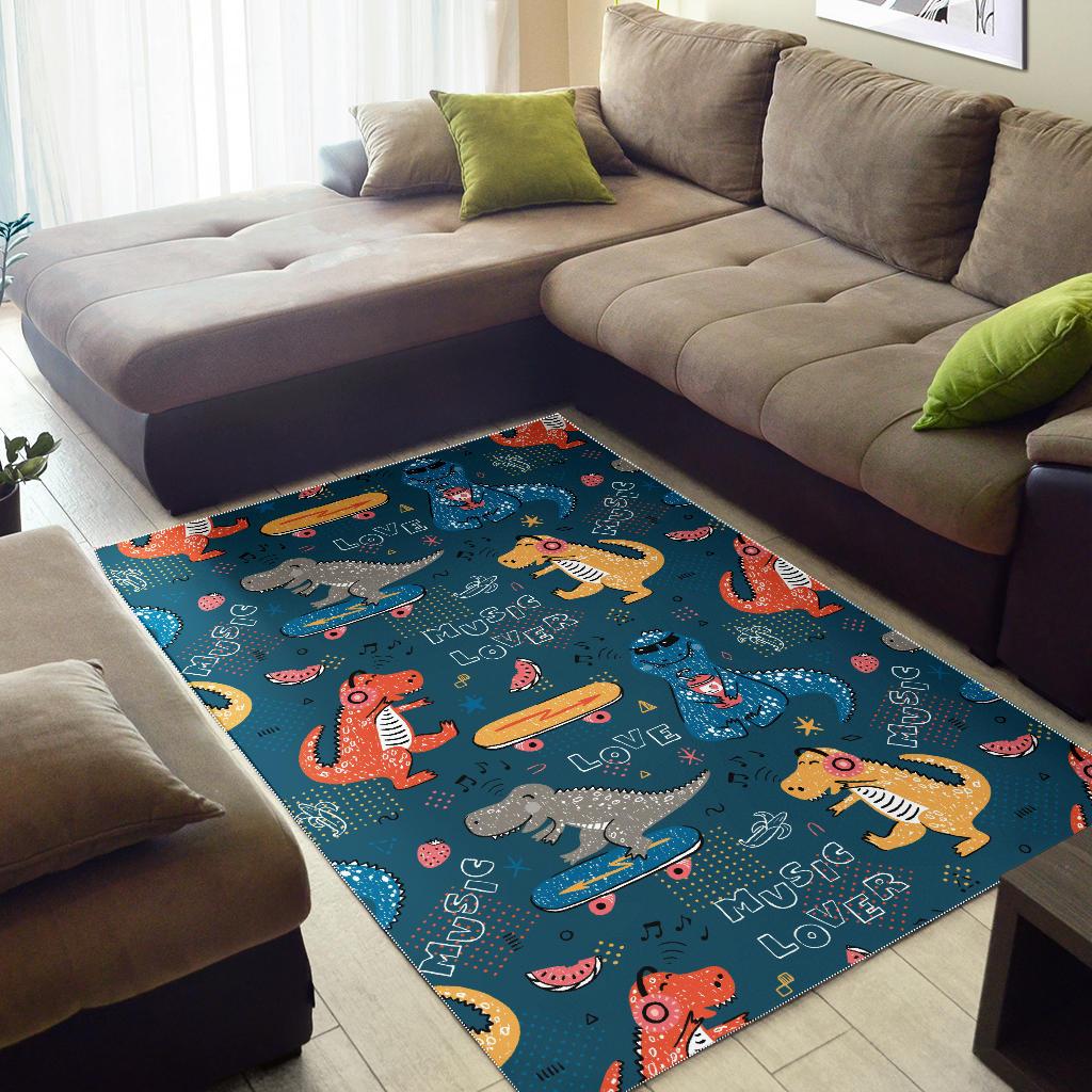 Dinosaur Music Skating Pattern Area Rug