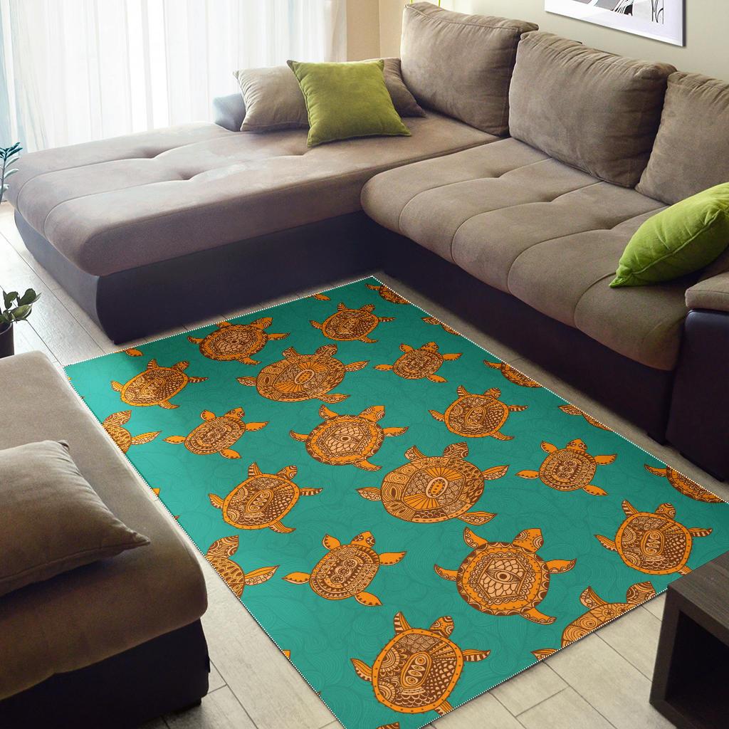 Sea Turtle Tribal Aboriginal Pattern Area Rug