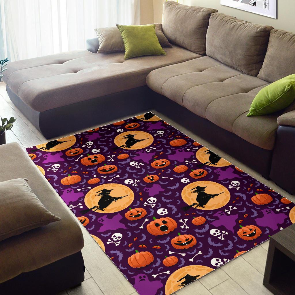 Halloween Pumpkin Witch Pattern Area Rug
