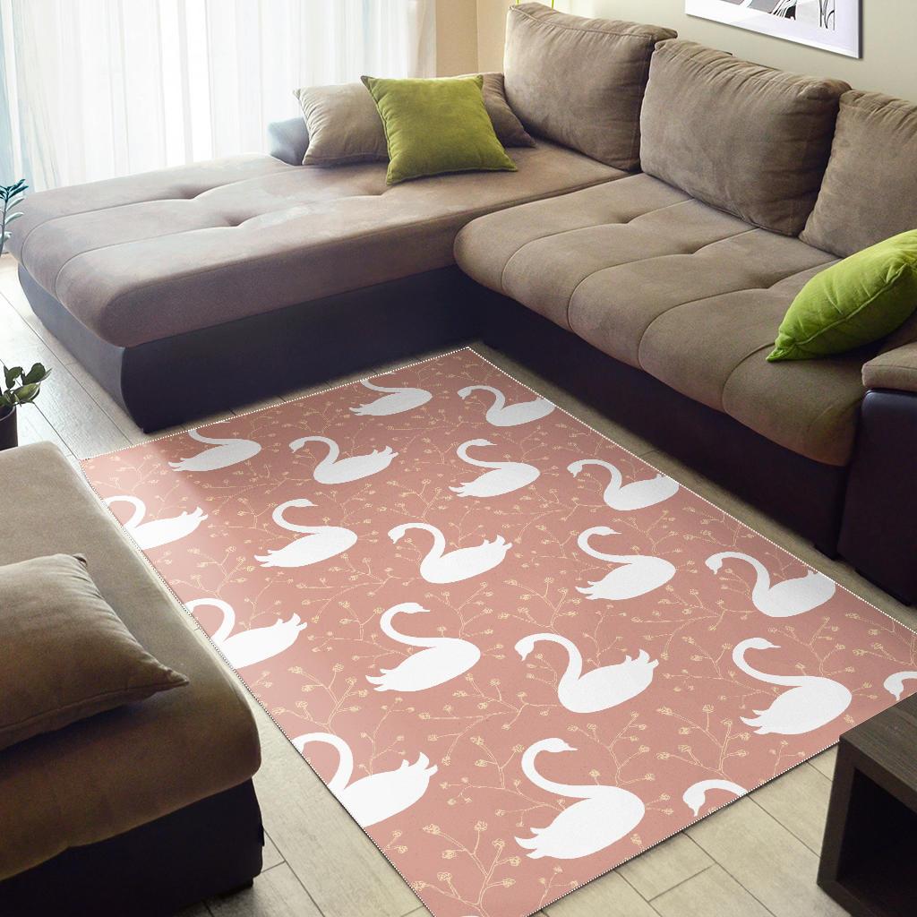 Swan flower light pink background Area Rug