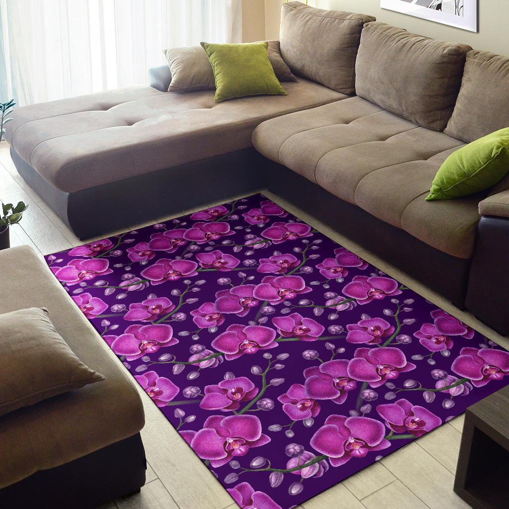 Orchid Purple Pattern Print Design OR02 Area Rugs