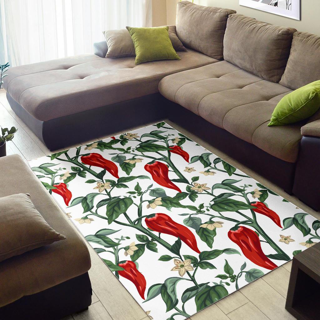 Chili Leaves Flower Pattern Area Rug