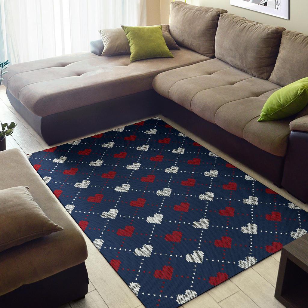 Heart Knit Pattern Print Design HE05 Area Rugs