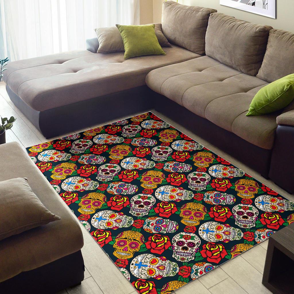 Suger Skull Pattern Background Area Rug