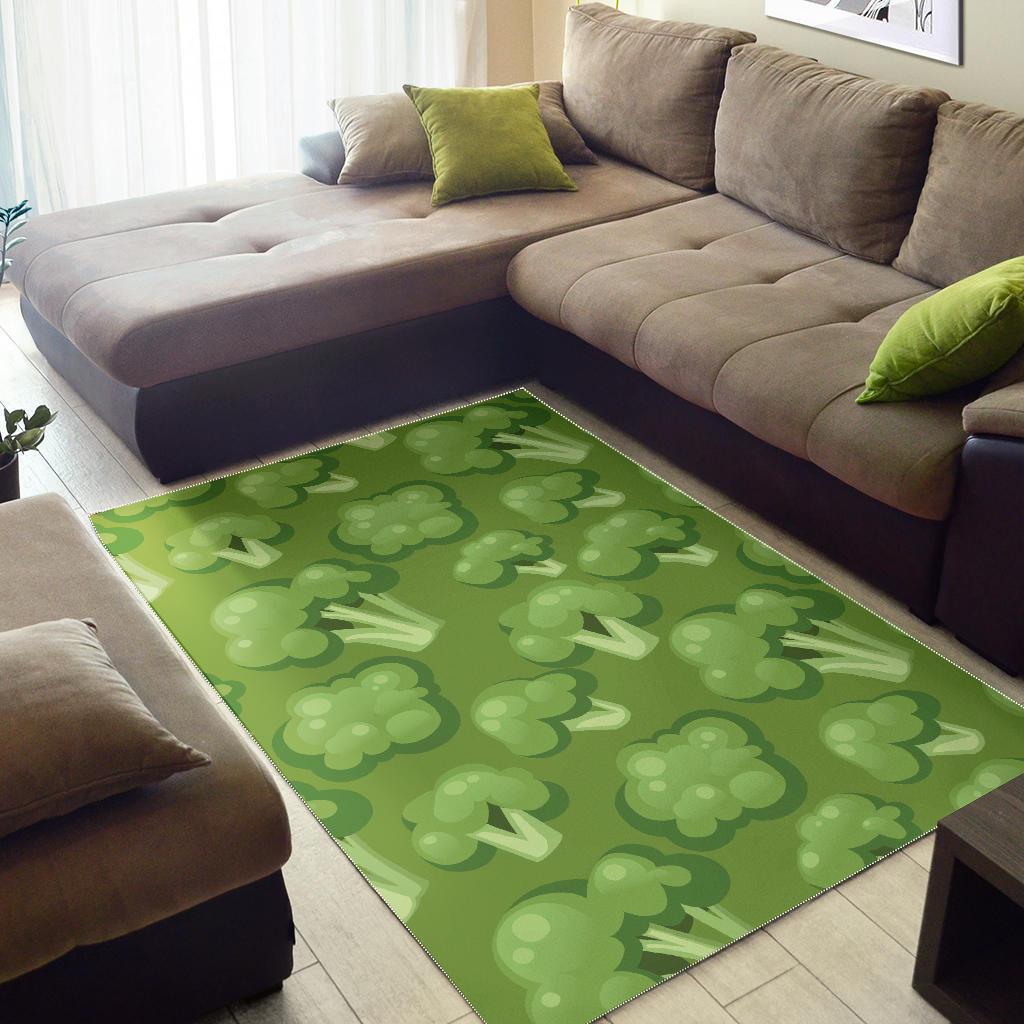 Broccoli pattern green background Area Rug