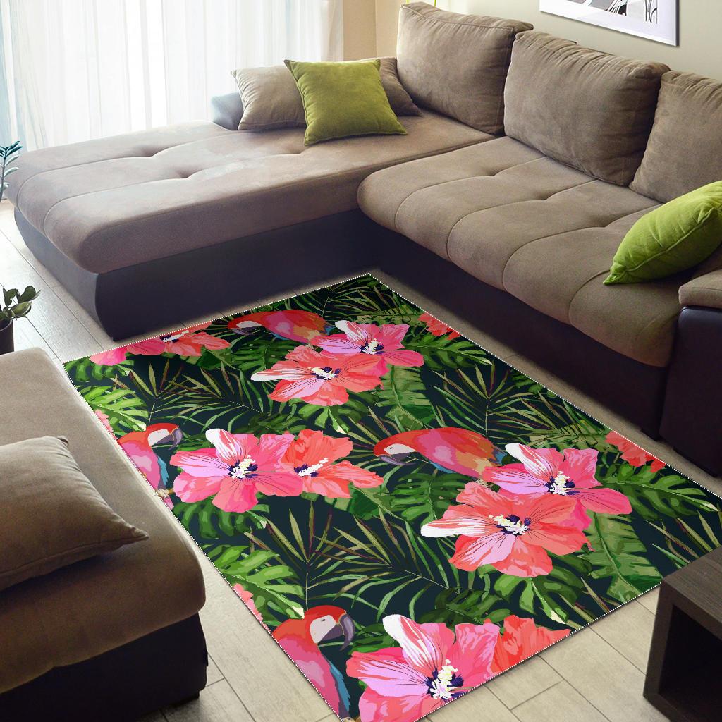 Parrot Leaves Pattern Area Rug