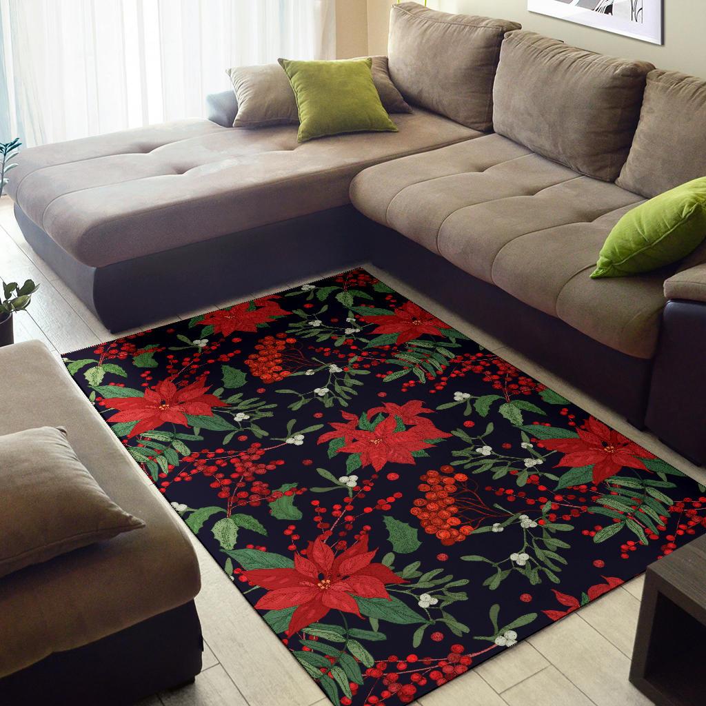 Poinsettia Pattern Print Design POT02 Area Rugs