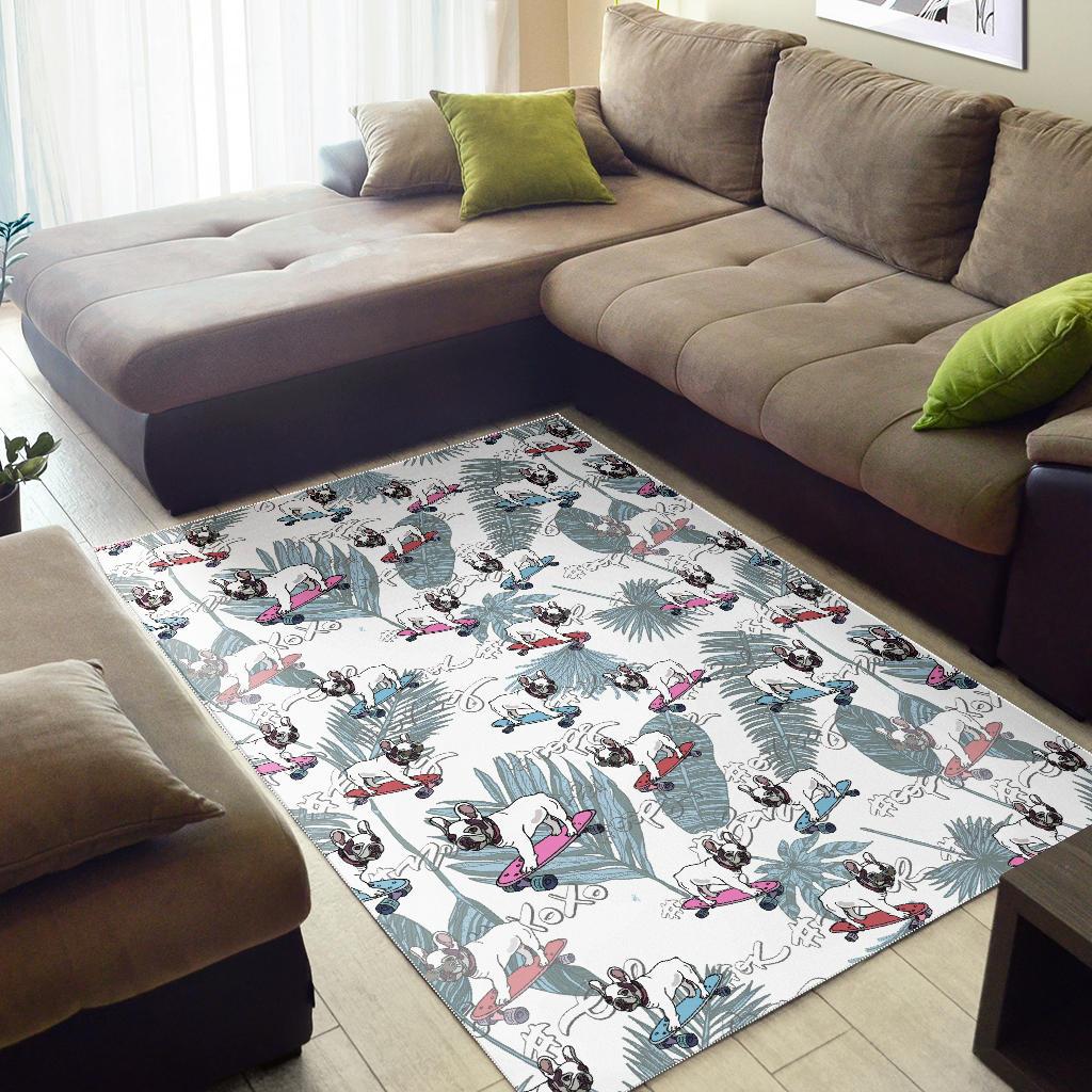 French Bulldog Skating Pattern Area Rug
