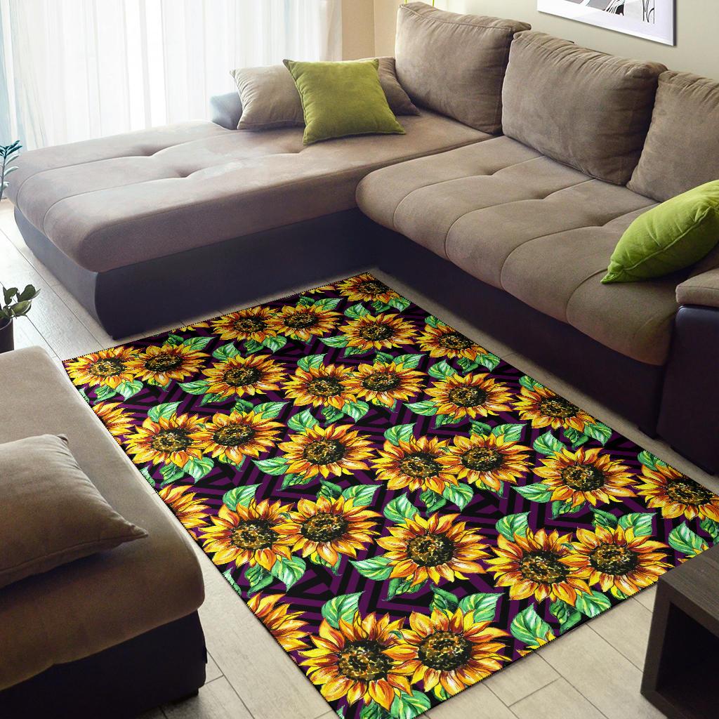 Sunflower Pattern Print Design SF012 Area Rugs