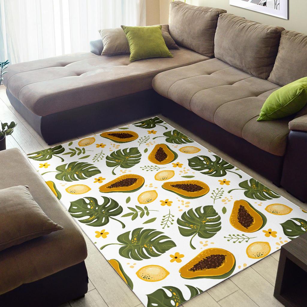 Papaya Leaves Flower Pattern Area Rug