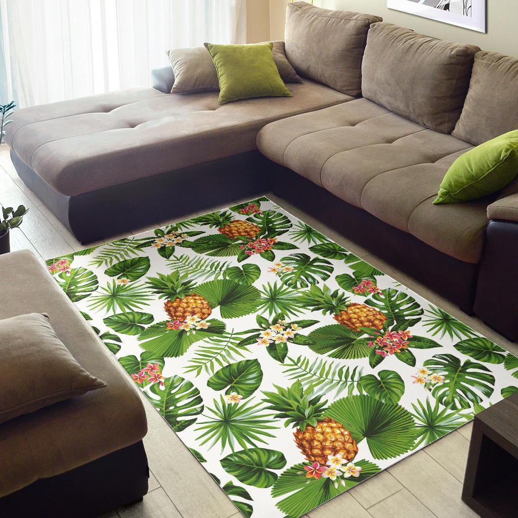 Pineapple Flower Leaves Pattern Area Rug