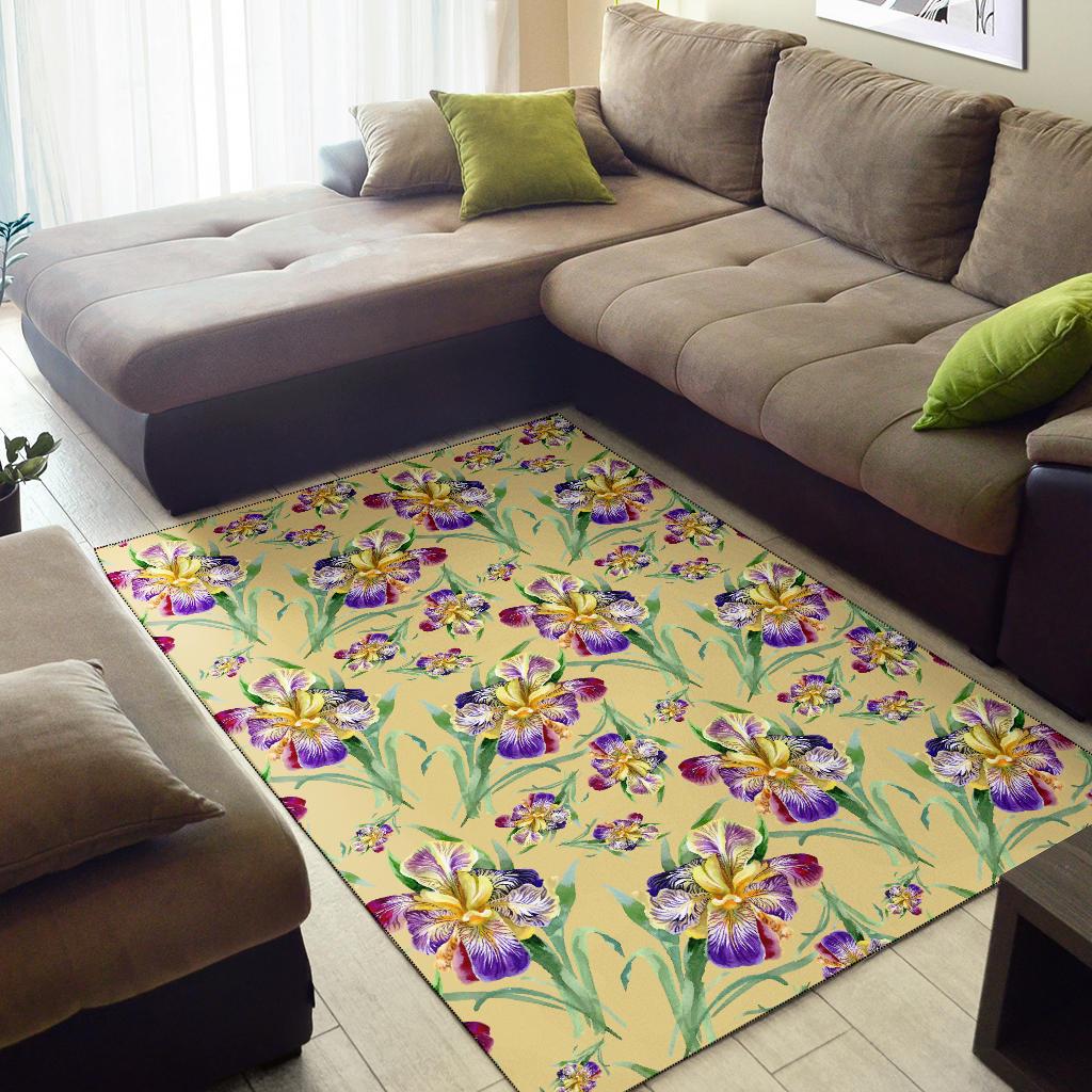 Iris Pattern Print Design IR06 Area Rugs