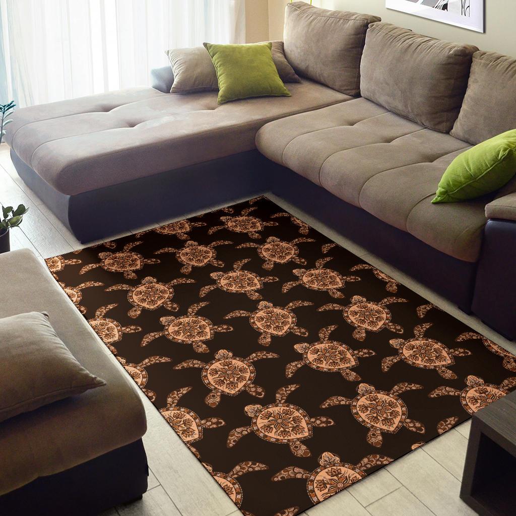 Tribal Sea Turtle Pattern Print Design T09 Area Rugs