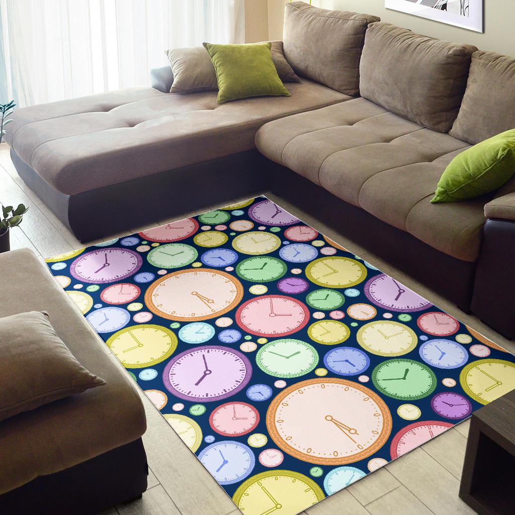 Colorful clock background Area Rug
