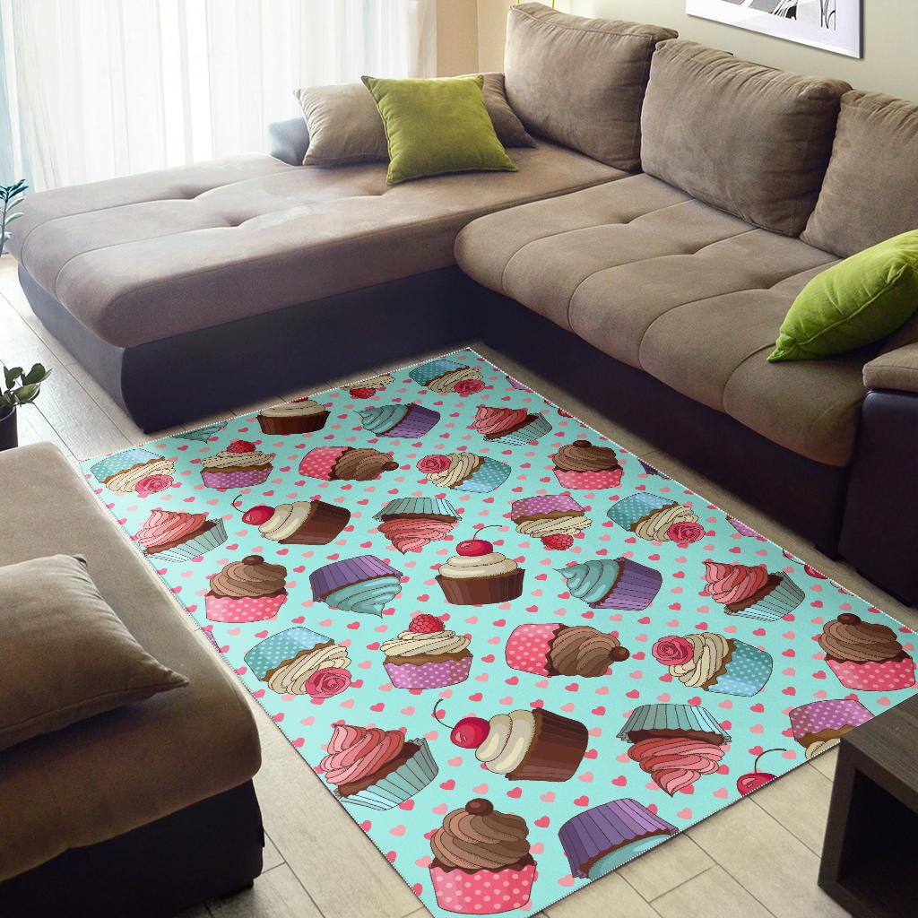 Cup Cake Heart Pattern Area Rug
