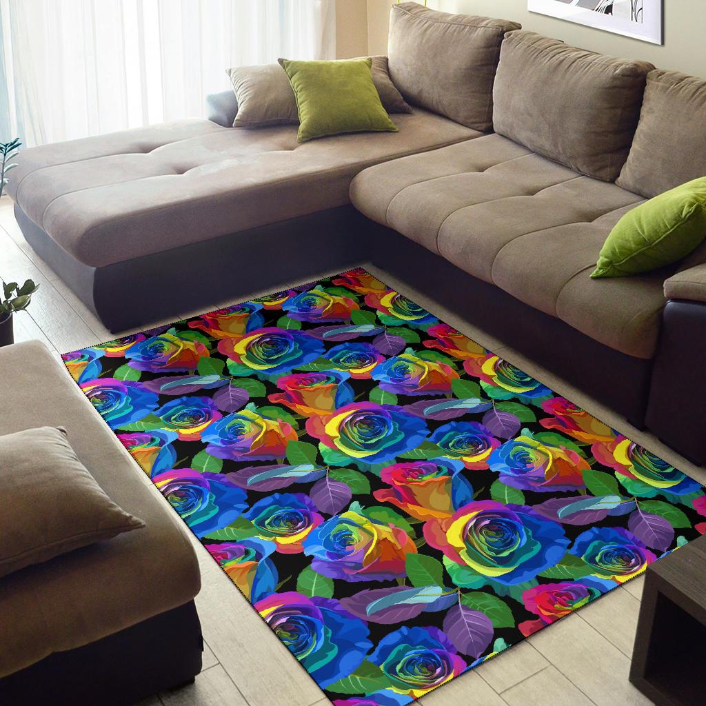 Rose Pattern Print Design RO02 Area Rugs