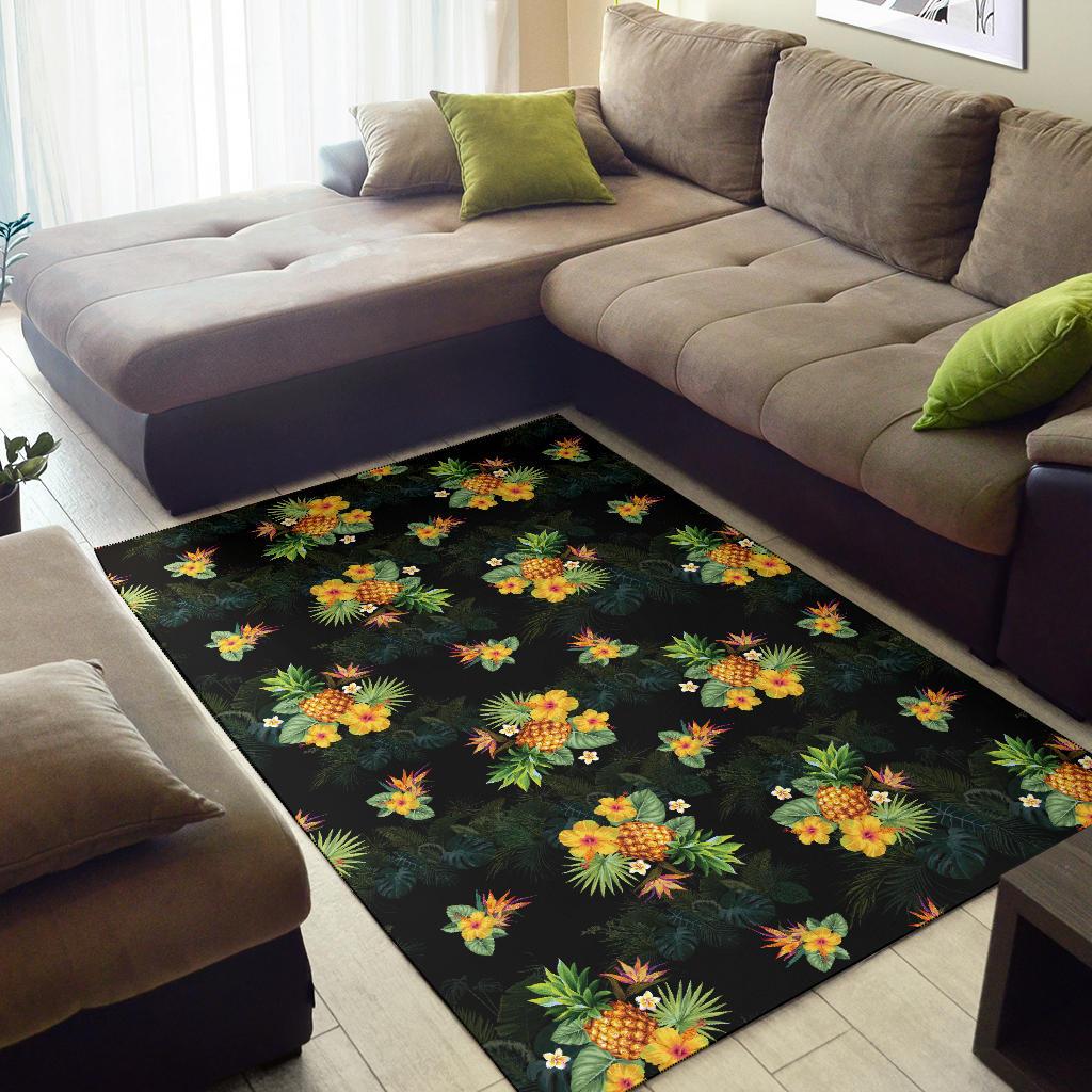 Pineapple Tropical Flower Print Pattern Area Rugs