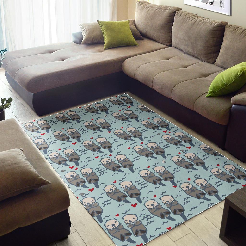 Lovely Sea Otter Pattern Area Rug