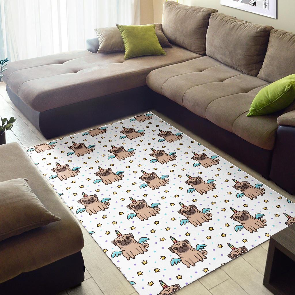 Unicorn Pug Pattern Area Rug