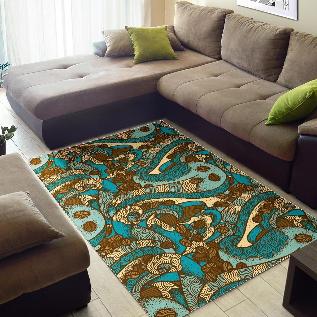 Coffee Bean Pattern Graphic Ornate Area Rug