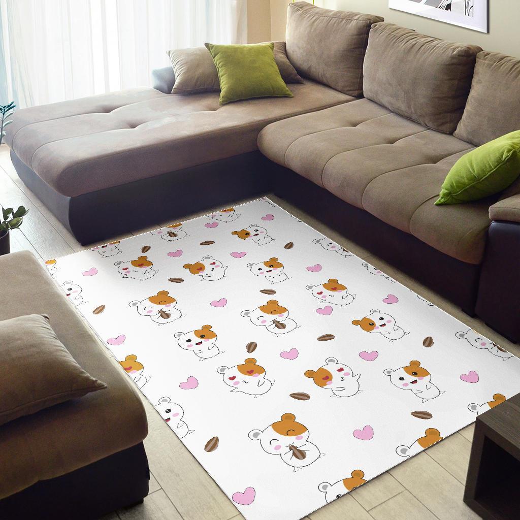 Hamster Seed Heart Pattern Area Rug