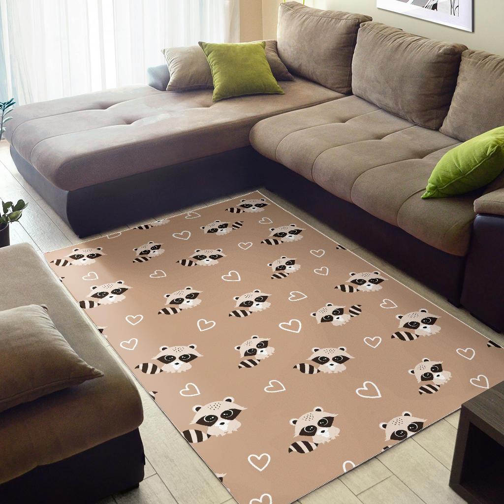 Cute raccoon heart pattern Area Rug