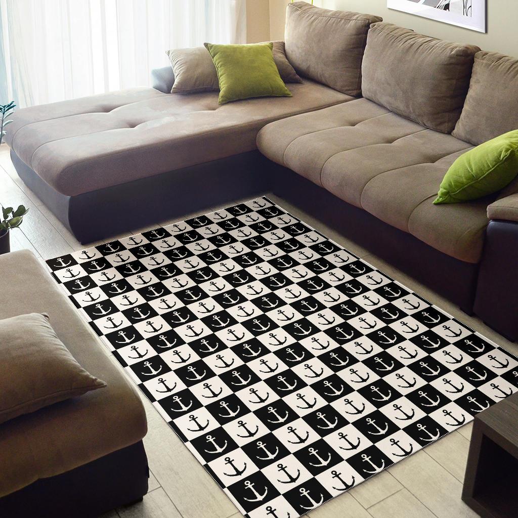 Anchor Black and White Patter Area Rug
