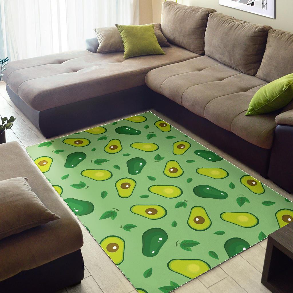 Avocado pattern green background Area Rug