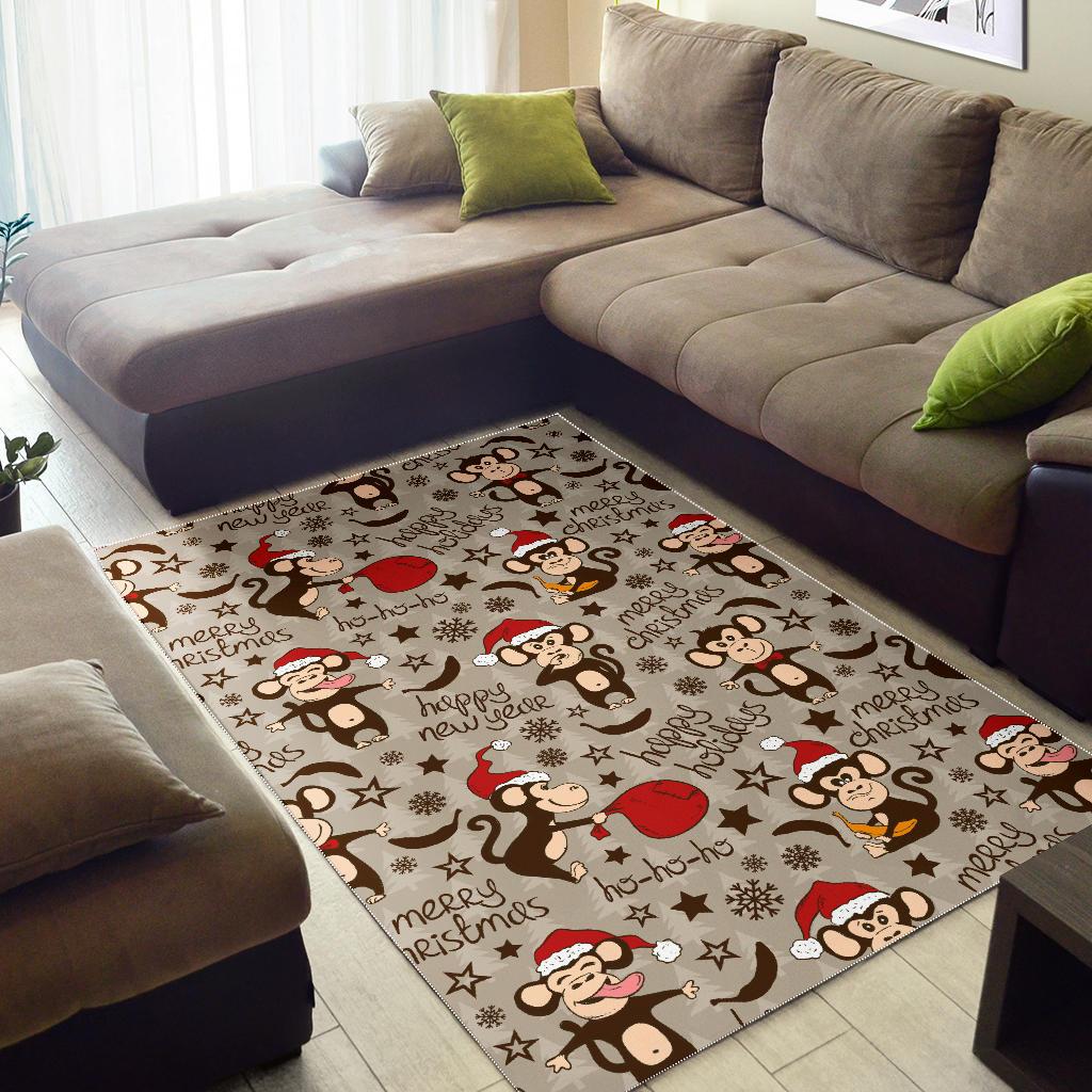 Monkey Christmas Pattern Area Rug
