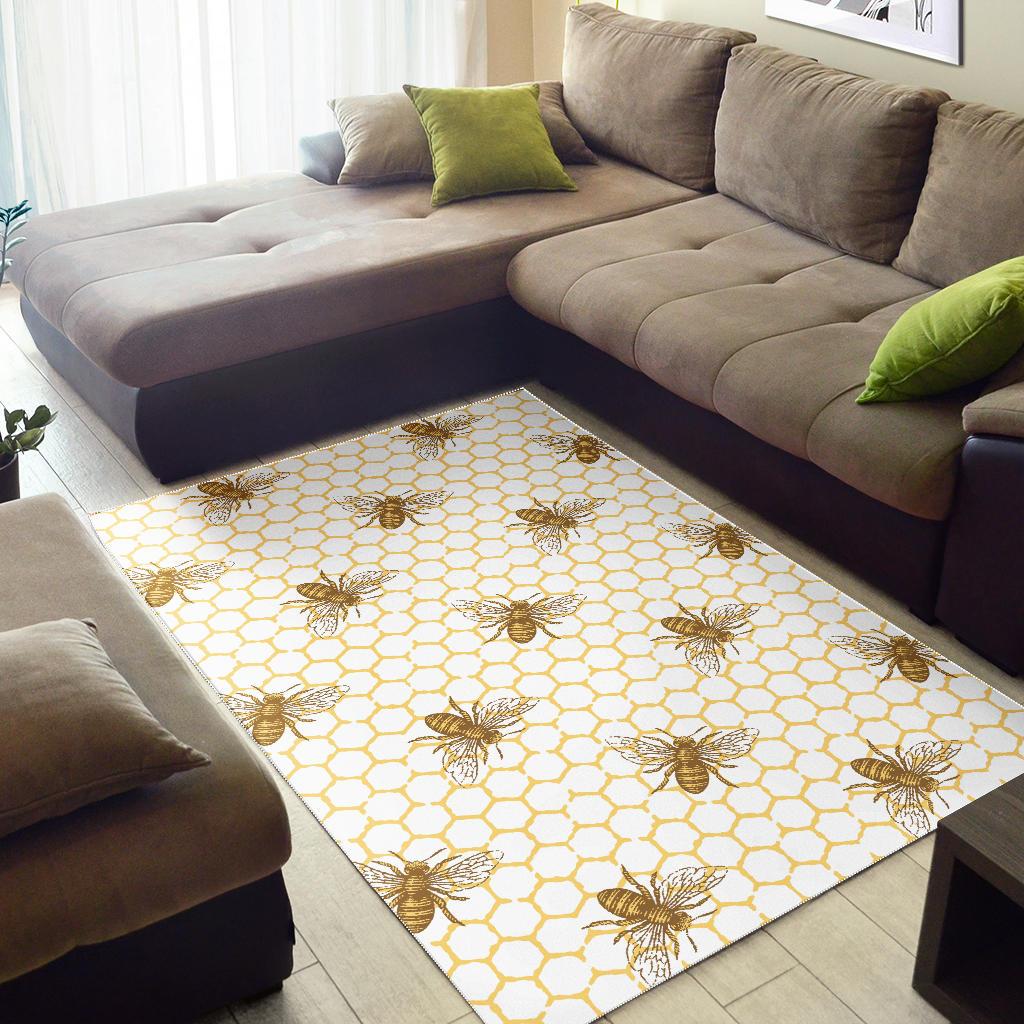 Bee honeycomb seamless design pattern Area Rug